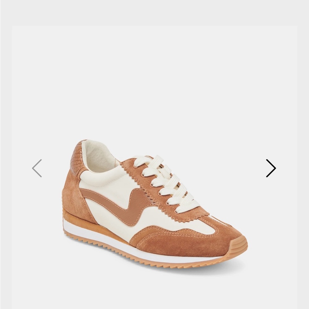 Dolce Vita Tan Suede & Cream Leather Low-Top Sneakers